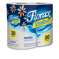 PAPEL HIGIÊNICO 4X30M FOLHA SIMPLES FLORX  BRANCO NEUTRO- 234